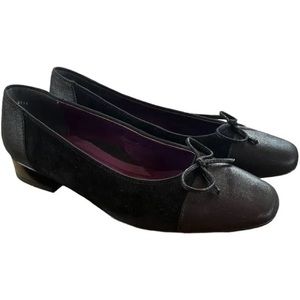 ARA Black Suede & Dark Brown Sparkly LuftPolster Black heel flats!
